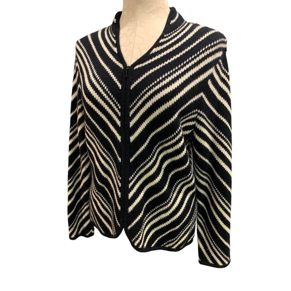 Medium Petite Talbots Petites Women's Full Zip V-Neck Cardigan Sweater Wool